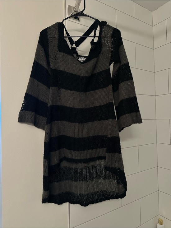 Killstar Dresses & Skirts - Killstar Black and Gray Open-Knit Tunic